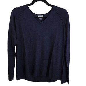 J. Jill Silk Cotton Blend Navy V Neck Classic Sweater Size S